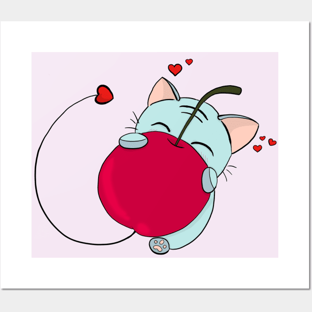 cat-love-cherry Wall Art by Hollynyl